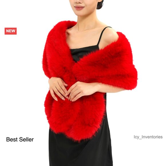 Faux Fur Shawl Scarf Elegant Chic Winter Wrap Statement Piece